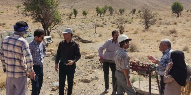 بازدید مهندس امیر ابادی مهندس محمدی اقای بنی اسدی کارشناس مقنی استان از قنات